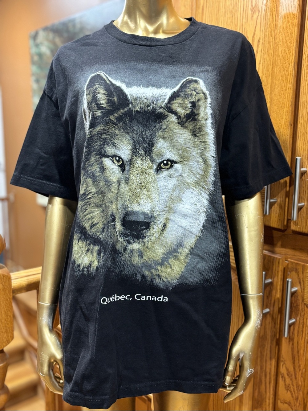 American Apparel Black Wolf Graphic Tee with Grey Wolf Print